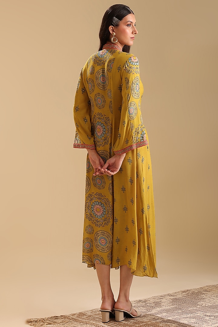 Yellow Chanderi Embellished Vacation Dress by Soup by Sougat Paul at Pernia's Pop Up Shop