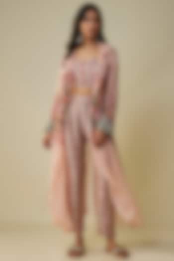 Pink Organza & Malaysian Silk Jacket Set by Soup by Sougat Paul at Pernia's Pop Up Shop