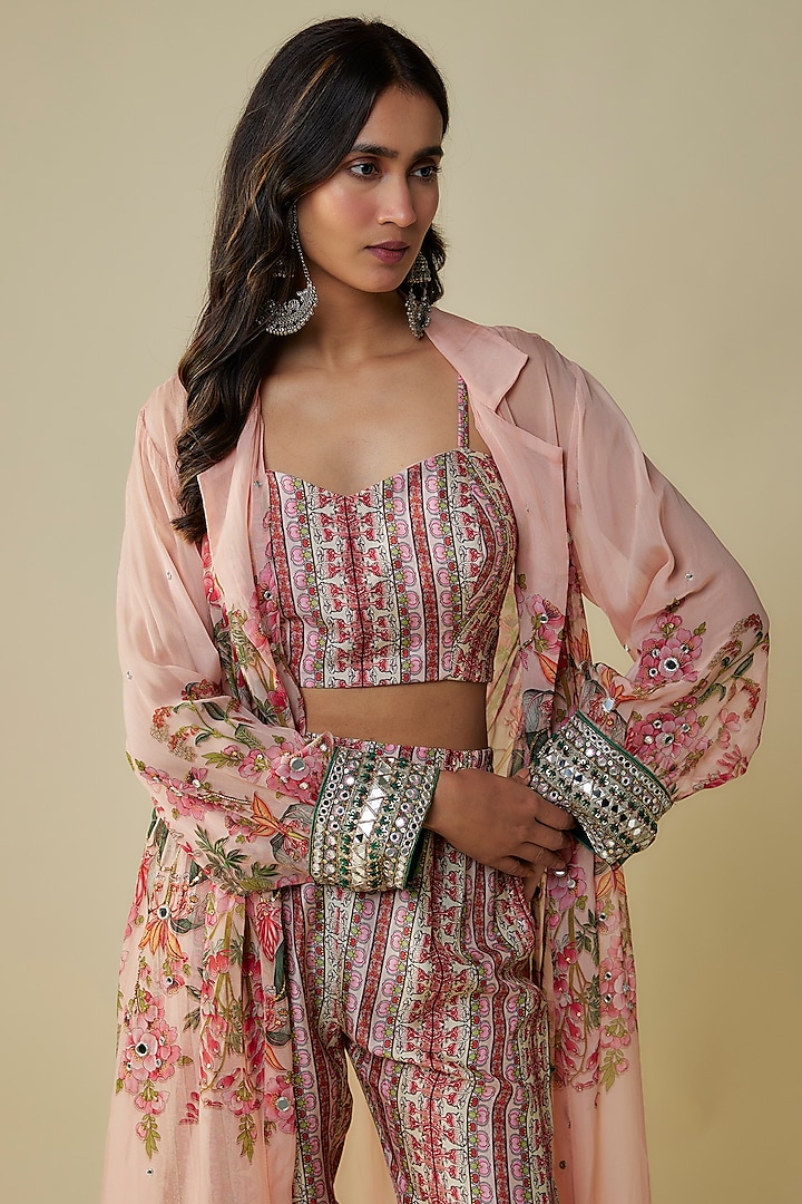 Pink Organza & Malaysian Silk Jacket Set by Soup by Sougat Paul at Pernia's Pop Up Shop