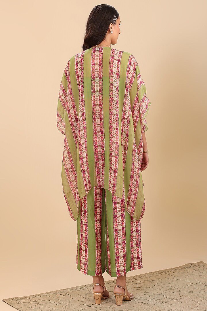 Green Organza Embellished Cape Set by Soup by Sougat Paul at Pernia's Pop Up Shop