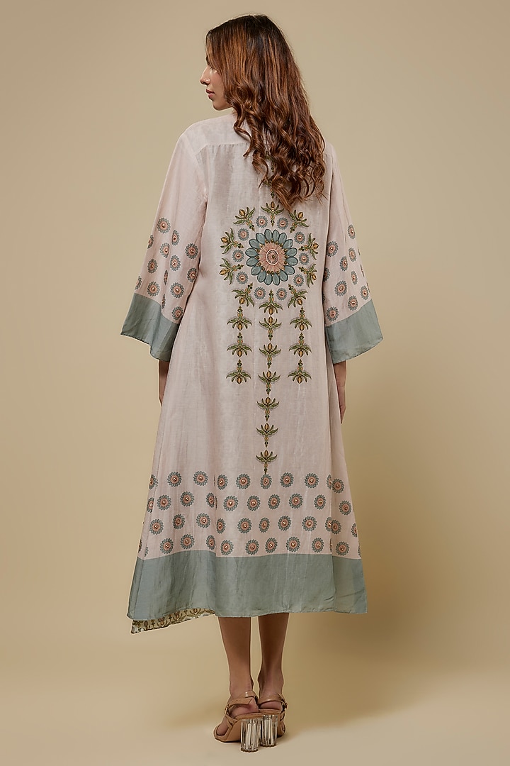 White Cotton Linen Embellished Vacation Dress by Soup by Sougat Paul at Pernia's Pop Up Shop