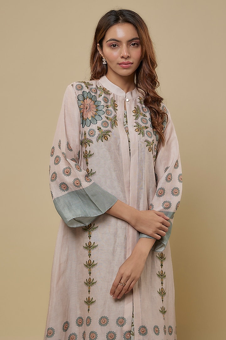 White Cotton Linen Embellished Vacation Dress by Soup by Sougat Paul at Pernia's Pop Up Shop