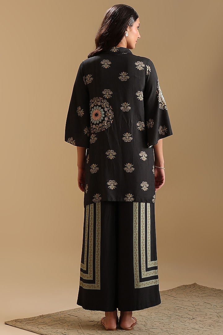 Black Cotton Silk Embellished Co-Ord Set by Soup by Sougat Paul at Pernia's Pop Up Shop