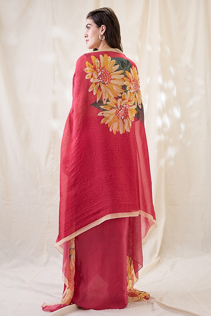 Pink Crepe Draped Skirt Set by Soup by Sougat Paul at Pernia's Pop Up Shop