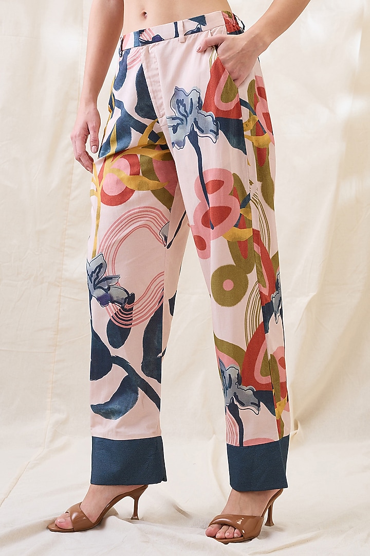 Beige Chanderi Floral Embellished Tunic Set by Soup by Sougat Paul at Pernia's Pop Up Shop