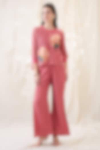 Pink Cotton Net Applique Work Co-Ord Set by Soup by Sougat Paul at Pernia's Pop Up Shop
