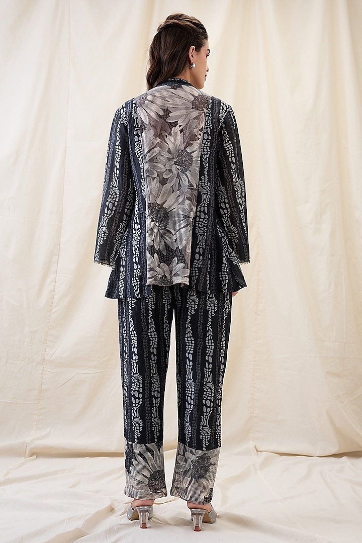 Black Linen Embellished Co-Ord Set by Soup by Sougat Paul at Pernia's Pop Up Shop