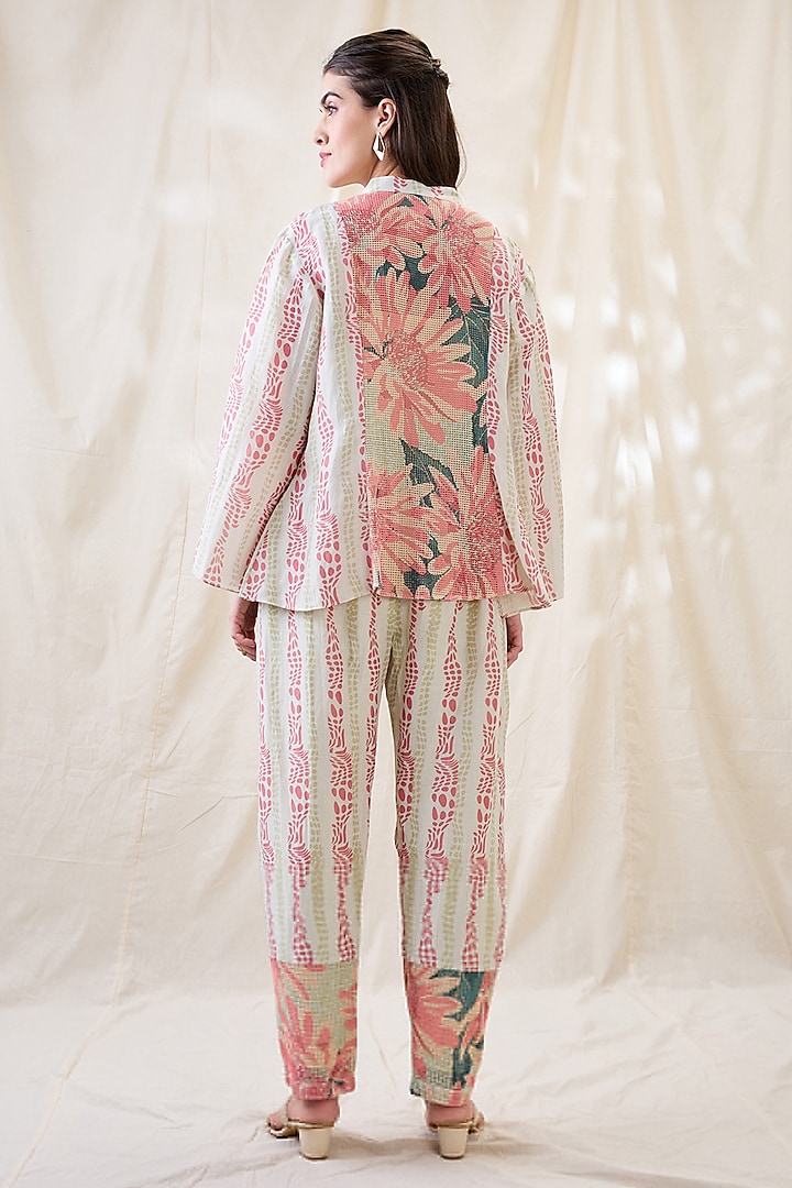 White Linen Embellished Co-Ord Set by Soup by Sougat Paul at Pernia's Pop Up Shop