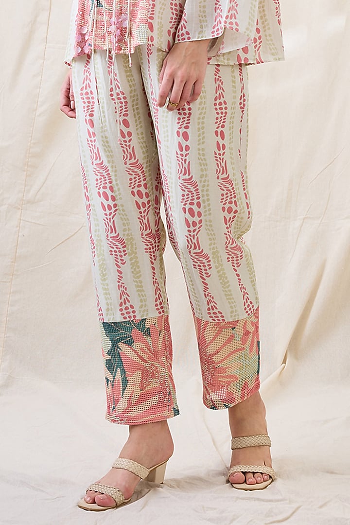 White Linen Embellished Co-Ord Set by Soup by Sougat Paul at Pernia's Pop Up Shop