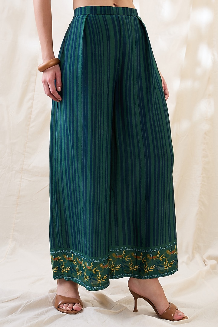 Green Chanderi Floral Embellished Co-Ord Set by Soup by Sougat Paul at Pernia's Pop Up Shop