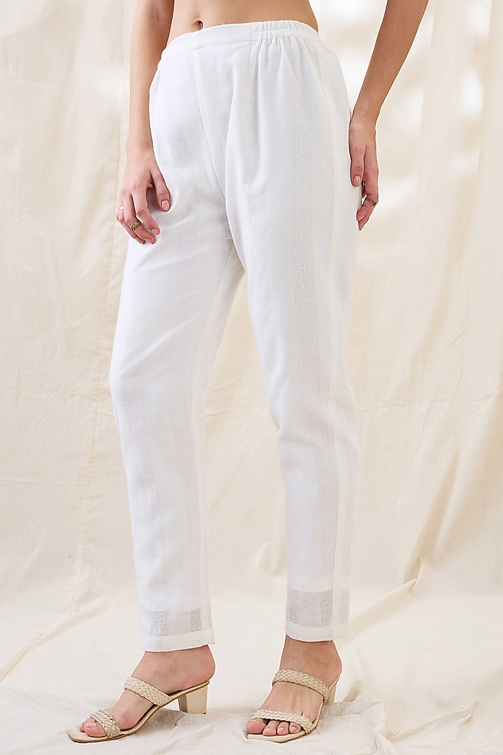 White Linen Applique Work Co-Ord Set by Soup by Sougat Paul at Pernia's Pop Up Shop