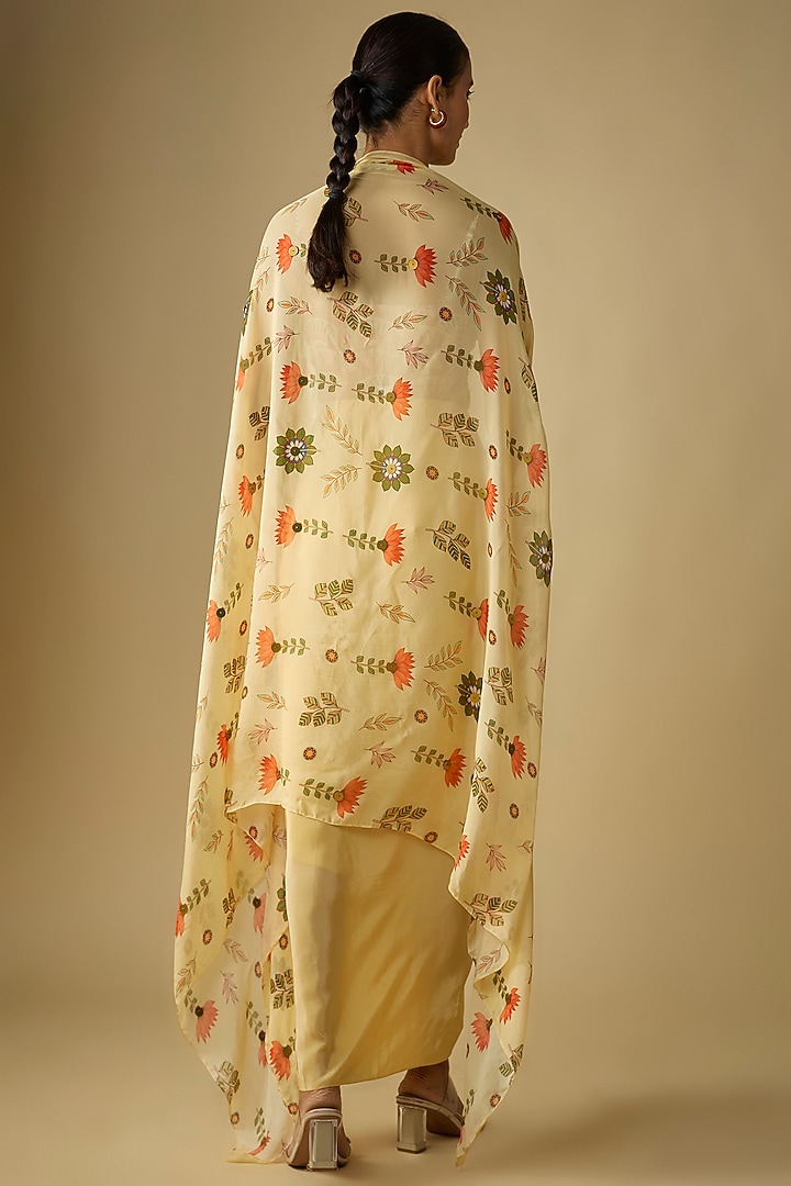 Beige Crepe Draped Skirt Set by Soup by Sougat Paul at Pernia's Pop Up Shop