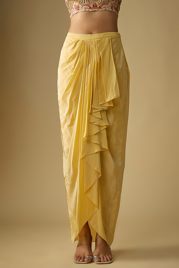 Beige Crepe Draped Skirt Set by Soup by Sougat Paul at Pernia's Pop Up Shop