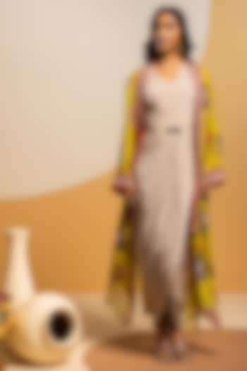 Multi-Colored Satin Printed Jacket Vacation Dress by Soup by Sougat Paul at Pernia's Pop Up Shop