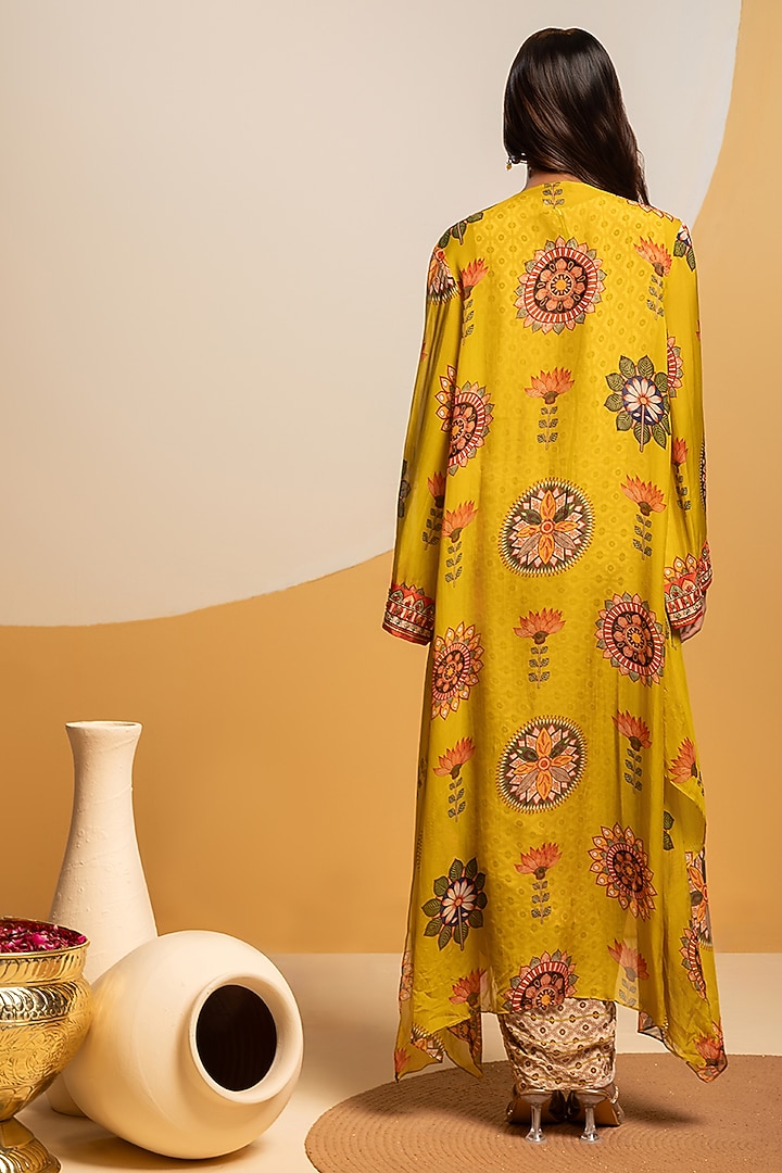 Multi-Colored Satin Printed Jacket Vacation Dress by Soup by Sougat Paul at Pernia's Pop Up Shop