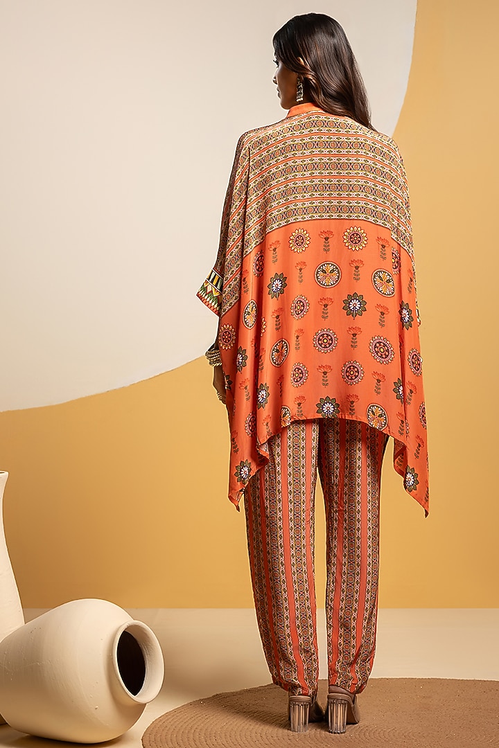 Rust Crepe Embellished Kimono Kurta Set by Soup by Sougat Paul at Pernia's Pop Up Shop