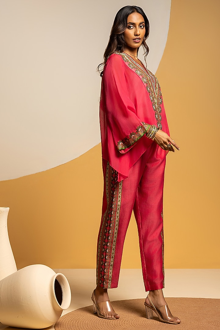 Pink Chanderi Printed Co-Ord Set by Soup by Sougat Paul at Pernia's Pop Up Shop