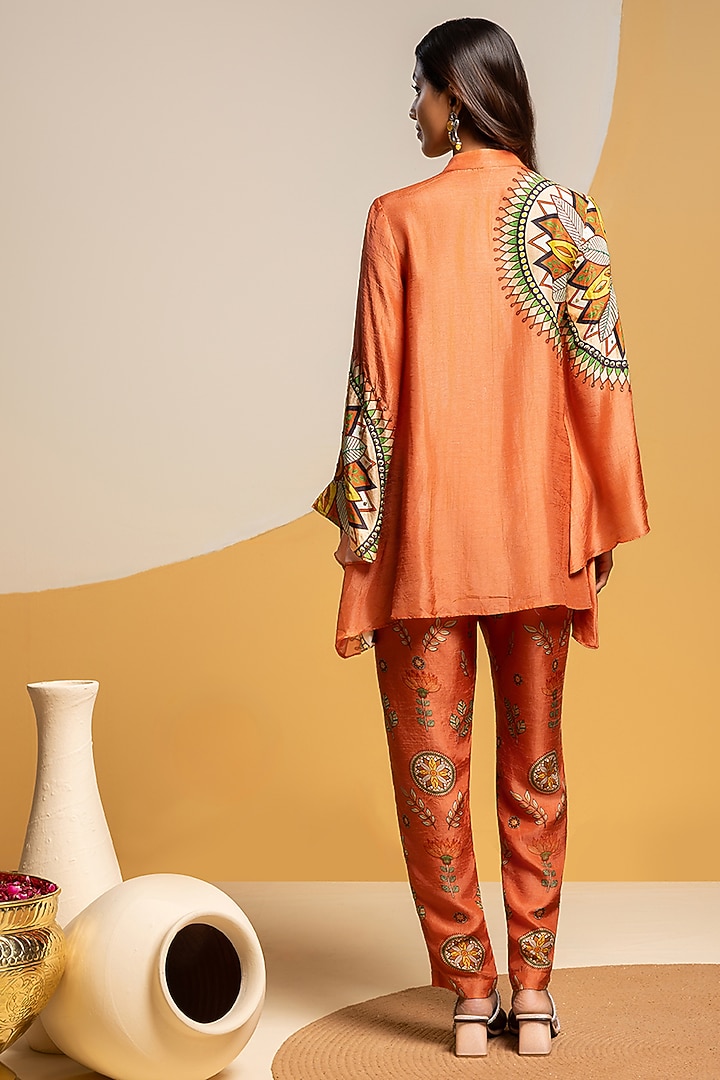 Rust Silk Printed Co-Ord Set by Soup by Sougat Paul at Pernia's Pop Up Shop