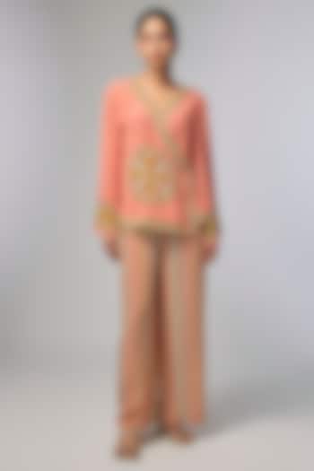 Orange Crepe Embellished Co-Ord Set by Soup by Sougat Paul at Pernia's Pop Up Shop