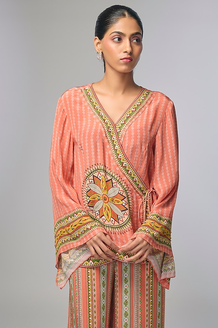 Orange Crepe Embellished Co-Ord Set by Soup by Sougat Paul at Pernia's Pop Up Shop
