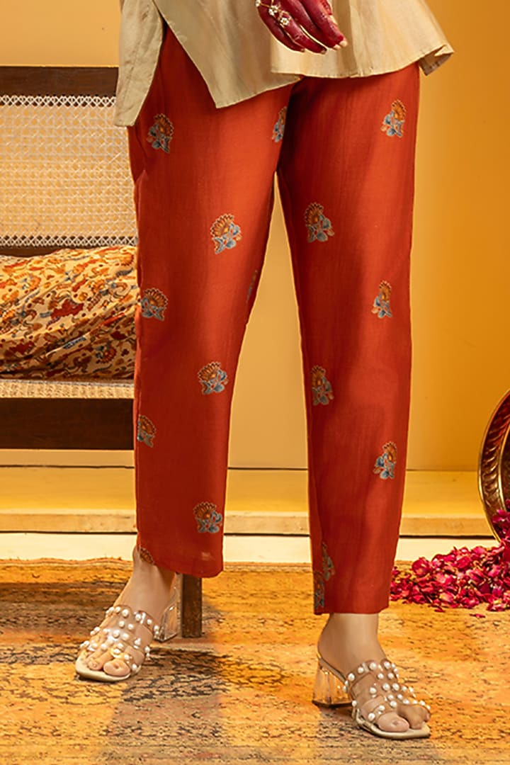 Beige & Maroon Chanderi Embellished Co-Ord Set by Soup by Sougat Paul at Pernia's Pop Up Shop