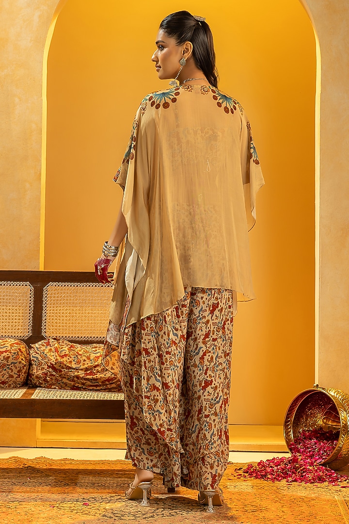 Beige Organza Cape Set by Soup by Sougat Paul at Pernia's Pop Up Shop