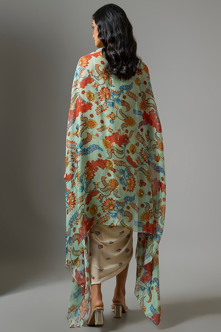 Beige Crepe Hand Embellished Jacket Vacation Dress by Soup by Sougat Paul at Pernia's Pop Up Shop