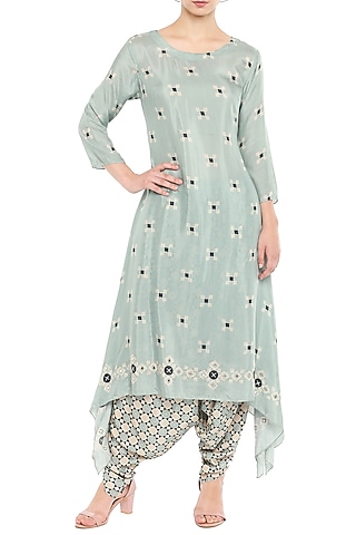 Blue Embellished Kurta With Dhoti Pants by Soup by Sougat Paul