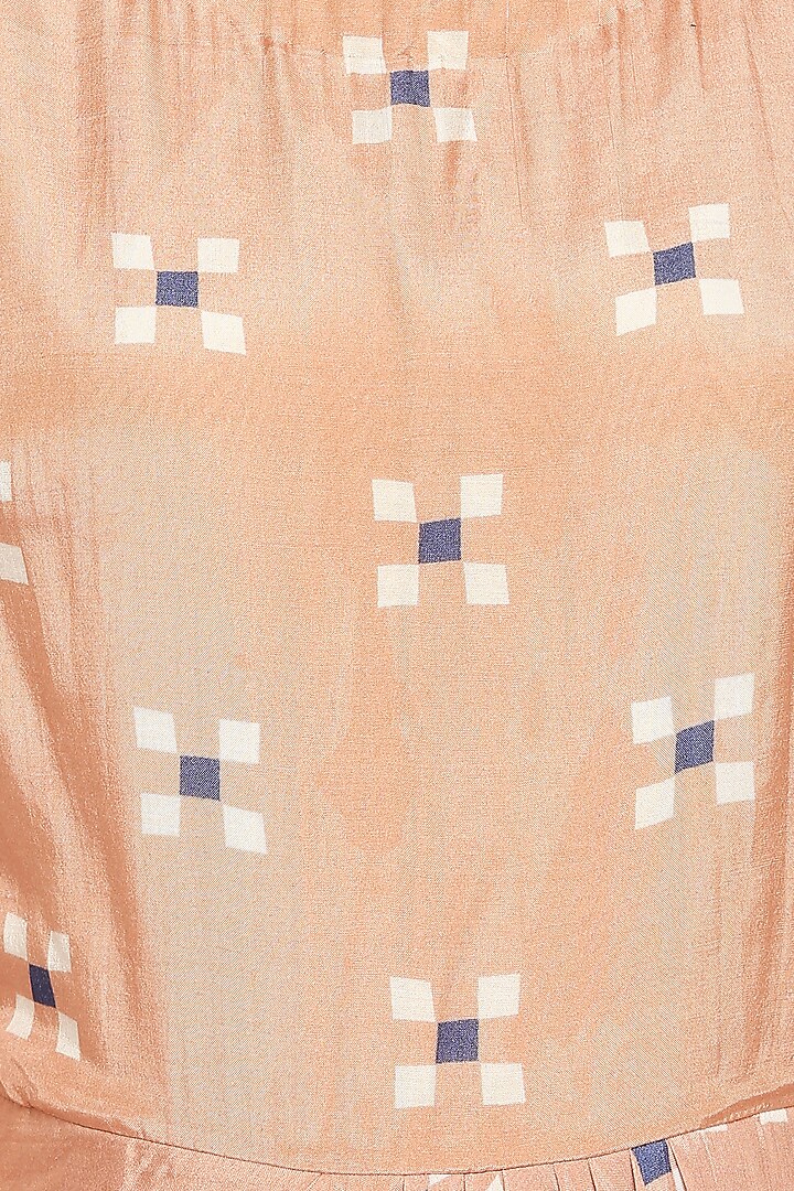 Peach Draped Vacation Dress With Embellished Peplum Jacket by Soup by Sougat Paul at Pernia's Pop Up Shop