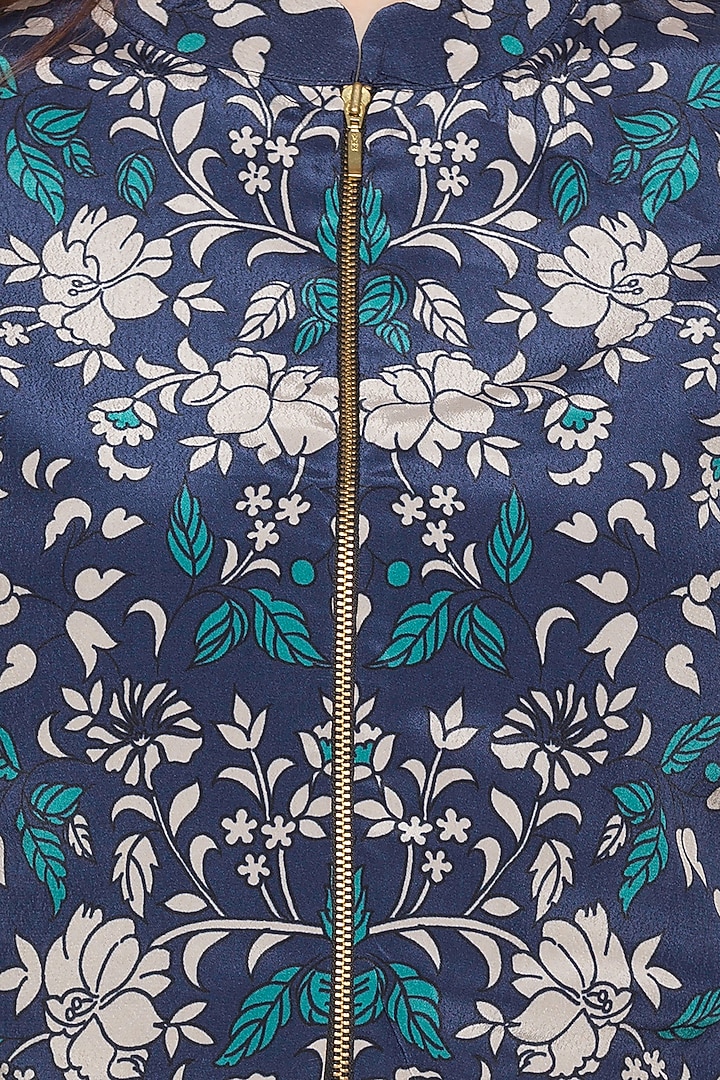 Blue Printed Jacket With Layered Pants by Soup by Sougat Paul at Pernia's Pop Up Shop