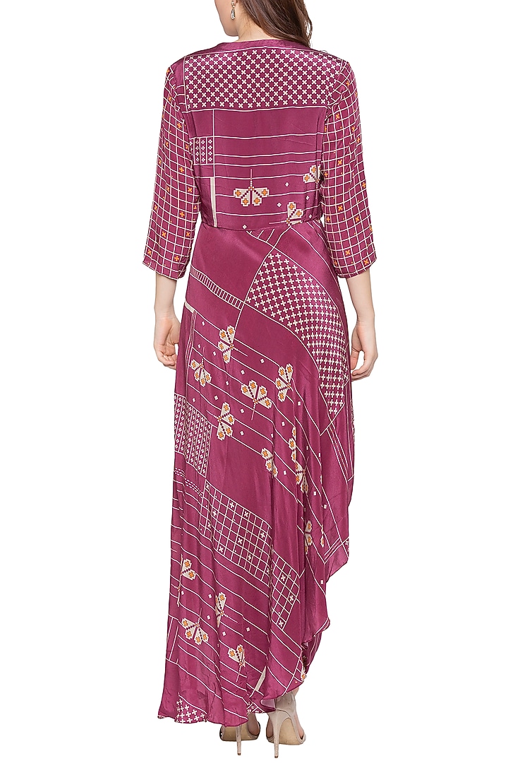 Maroon Dhoti Style Wrap Jumpsuit by Soup by Sougat Paul at Pernia's Pop Up Shop