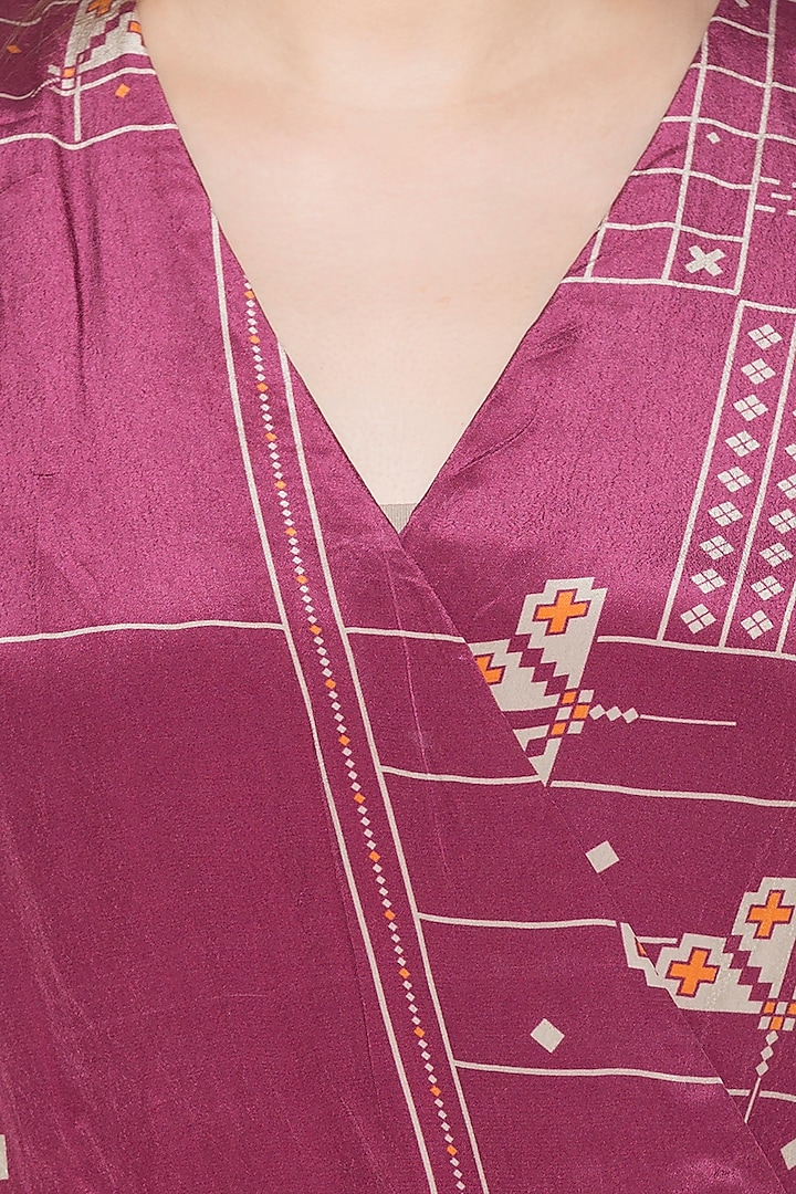 Maroon Dhoti Style Wrap Jumpsuit by Soup by Sougat Paul at Pernia's Pop Up Shop
