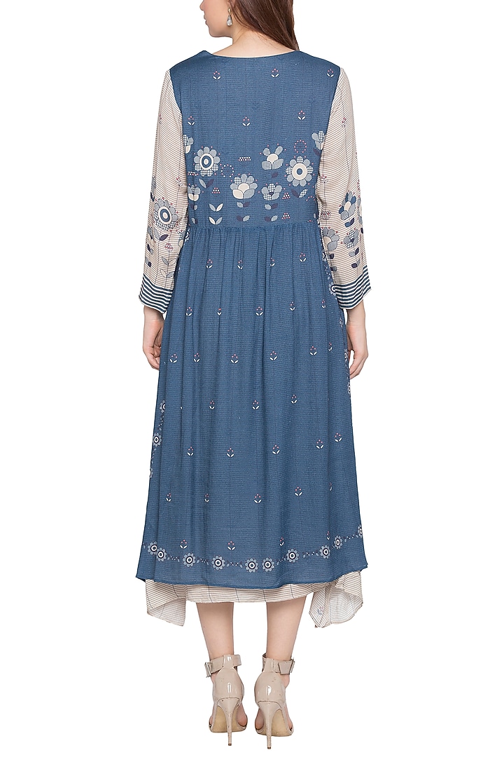 Blue Printed Summer Dress by Soup by Sougat Paul at Pernia's Pop Up Shop