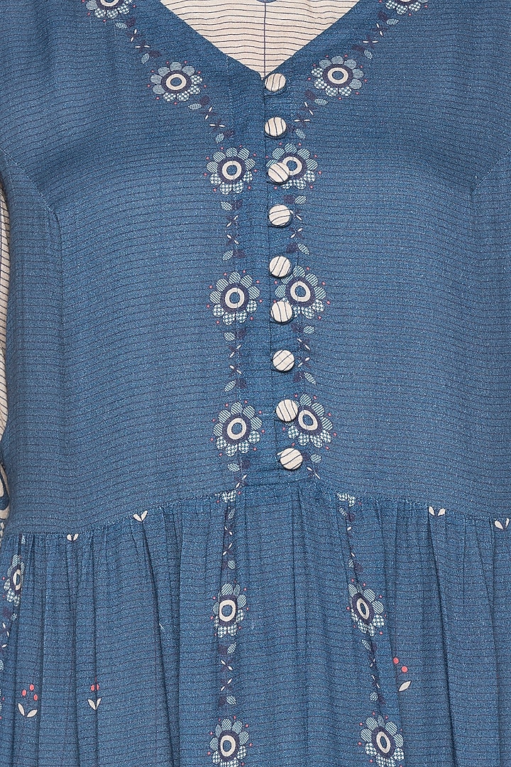 Blue Printed Summer Dress by Soup by Sougat Paul at Pernia's Pop Up Shop