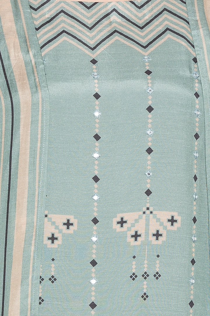 Blue & Beige Printed Maxi Summer Dress With Jacket by Soup by Sougat Paul at Pernia's Pop Up Shop