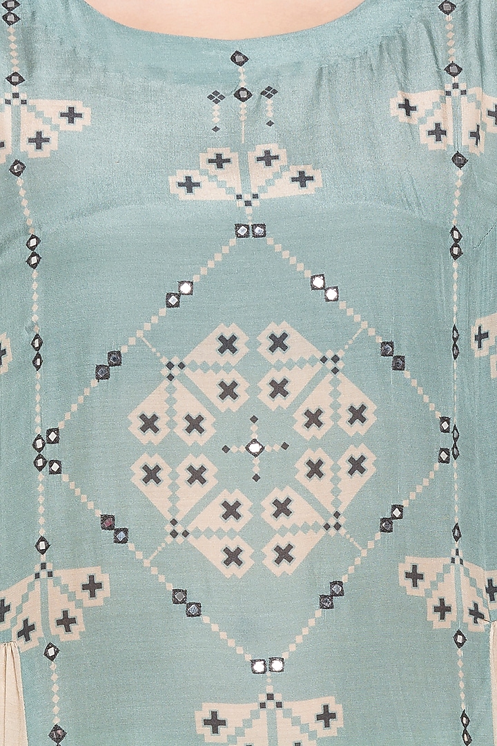 Blue & Beige Printed Embellished Maxi Summer Dress by Soup by Sougat Paul at Pernia's Pop Up Shop