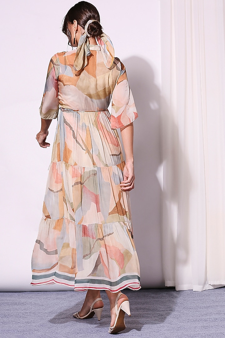 Multi Colored Printed Tiered Summer Dress by Soup by Sougat Paul at Pernia's Pop Up Shop