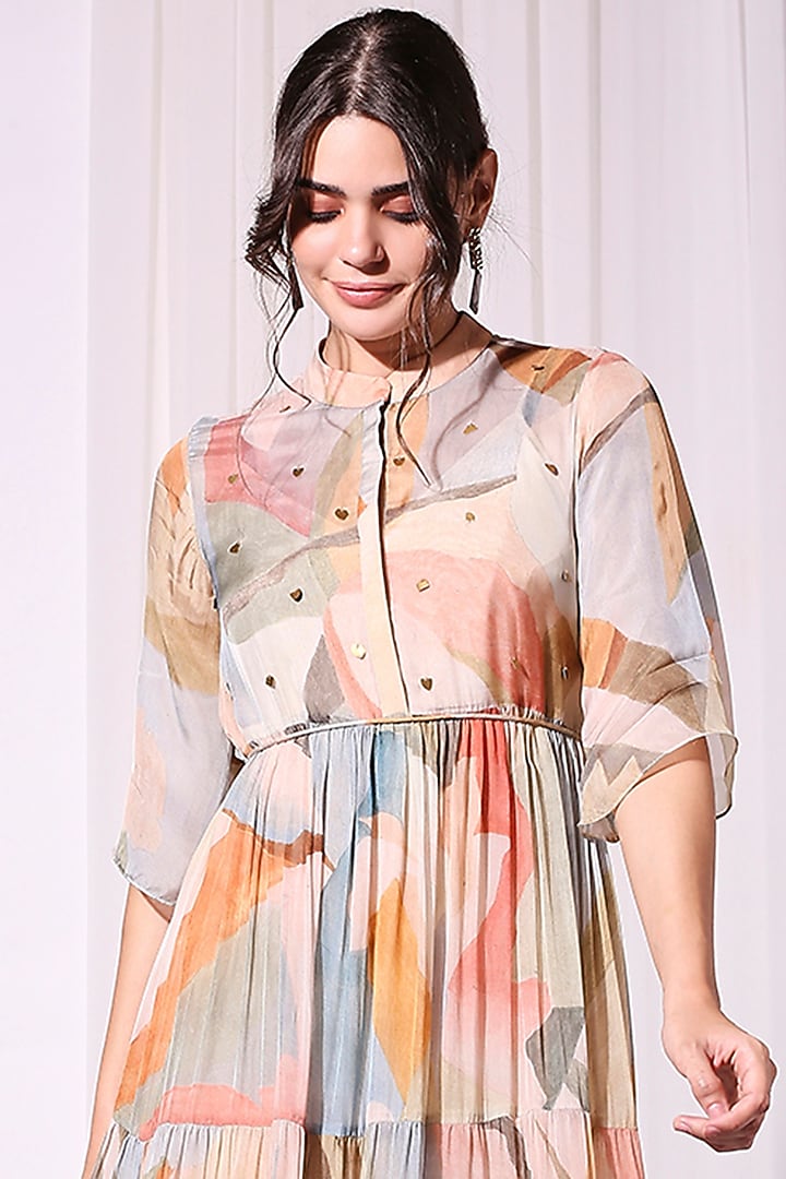 Multi Colored Printed Tiered Summer Dress by Soup by Sougat Paul at Pernia's Pop Up Shop