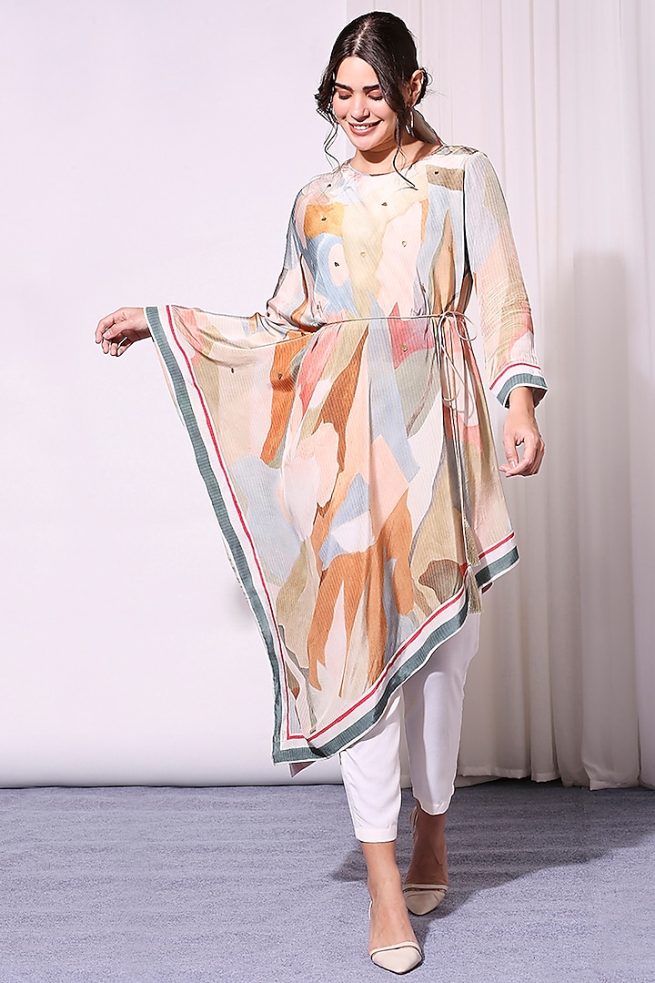 Multi Colored Crepe & Rayon Tunic Set by Soup by Sougat Paul