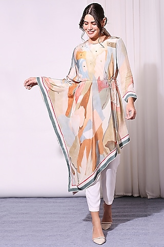 Multi Colored Crepe & Rayon Tunic Set by Soup by Sougat Paul