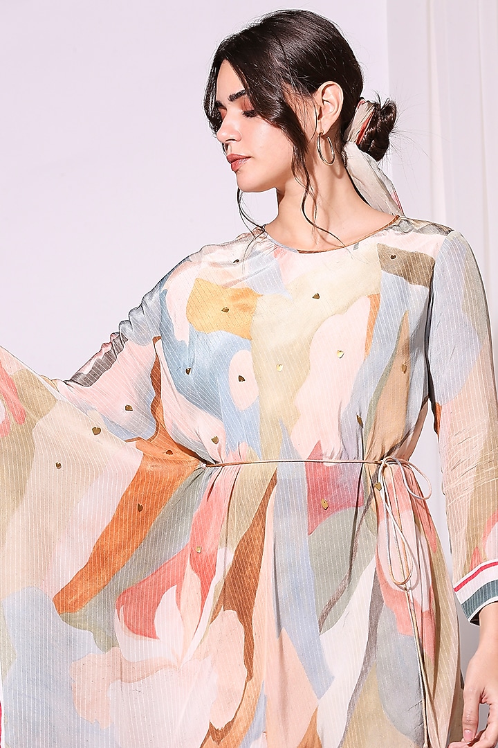 Multi Colored Crepe & Rayon Tunic Set by Soup by Sougat Paul at Pernia's Pop Up Shop