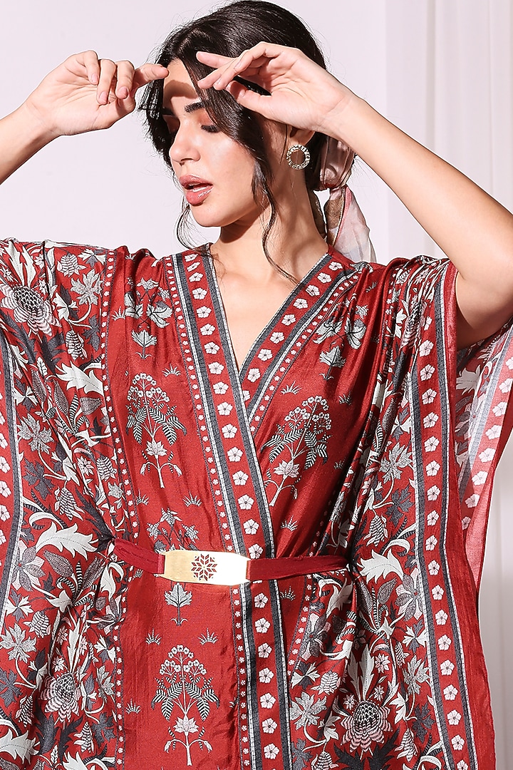 Mint Green & Merlot Red Jacket Set by Soup by Sougat Paul at Pernia's Pop Up Shop
