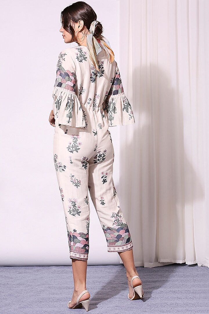 Off White Printed Jumpsuit by Soup by Sougat Paul at Pernia's Pop Up Shop