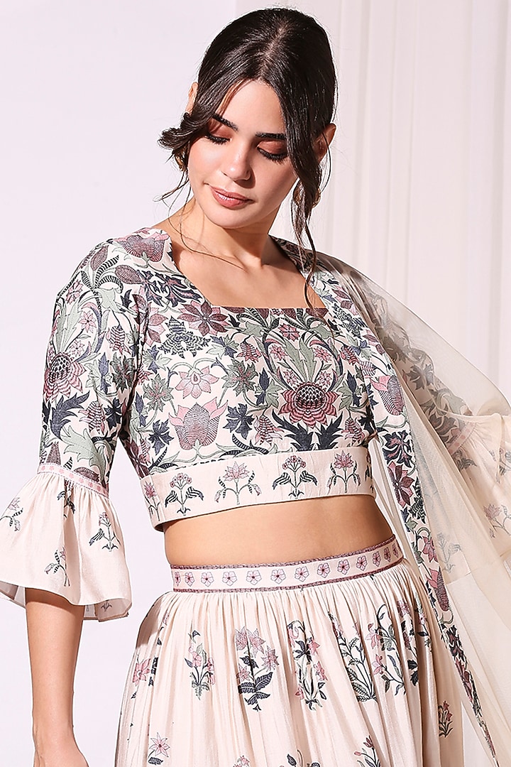 Off White Printed Skirt Set by Soup by Sougat Paul at Pernia's Pop Up Shop
