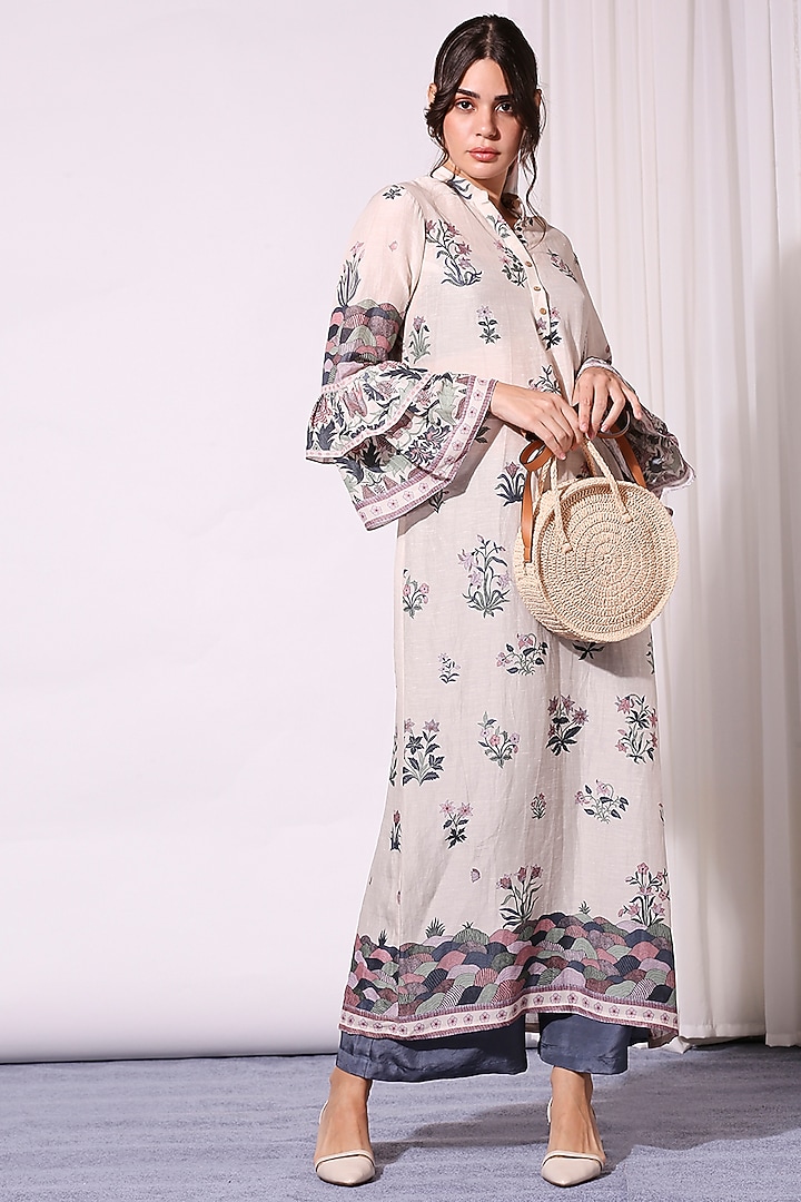 Off White Printed Palazzo Pant Set by Soup by Sougat Paul at Pernia's Pop Up Shop