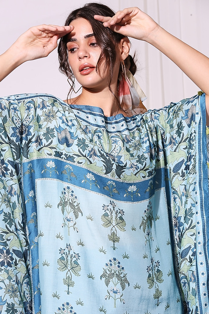 Teal Blue Cotton Silk Palazzo Pant Set by Soup by Sougat Paul at Pernia's Pop Up Shop
