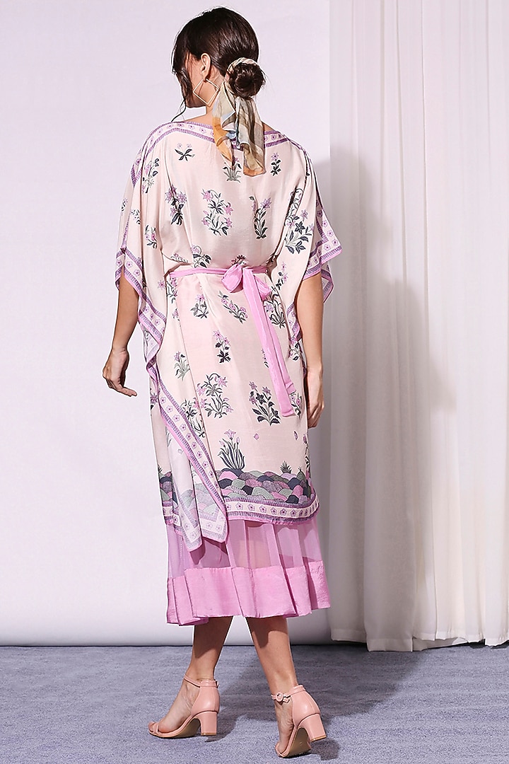 Lavender Net Skirt Set With Belt by Soup by Sougat Paul at Pernia's Pop Up Shop