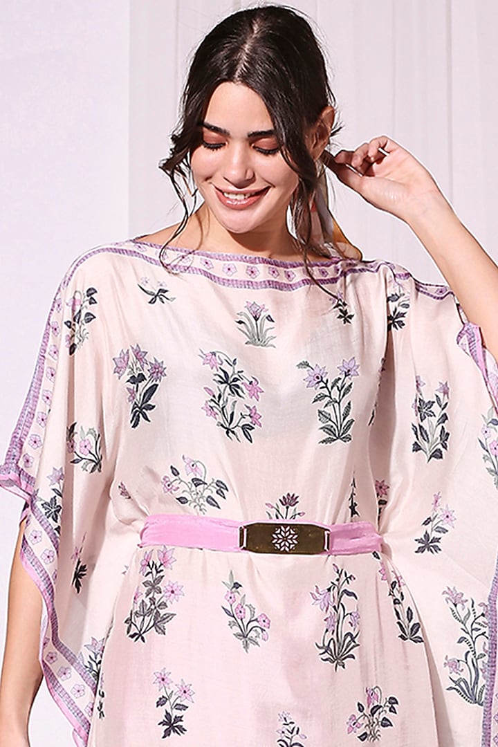 Lavender Net Skirt Set With Belt by Soup by Sougat Paul at Pernia's Pop Up Shop