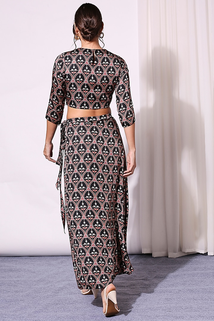 Black Printed Flapped Pant Set by Soup by Sougat Paul at Pernia's Pop Up Shop