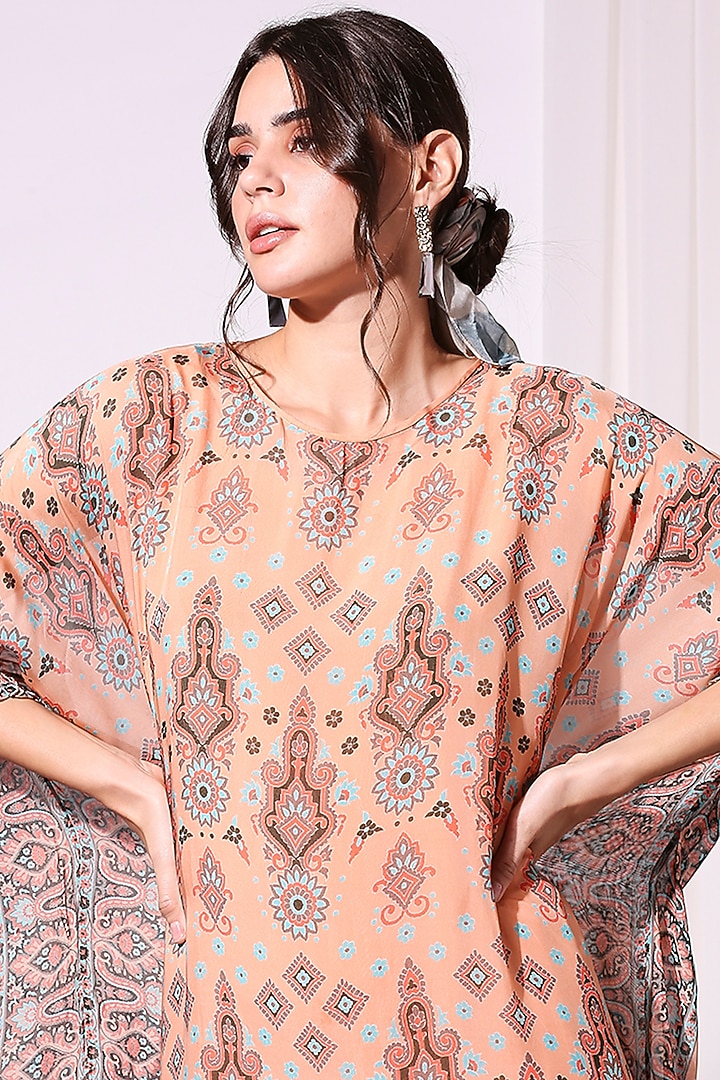 Coral Printed Kaftan Summer Dress by Soup by Sougat Paul at Pernia's Pop Up Shop